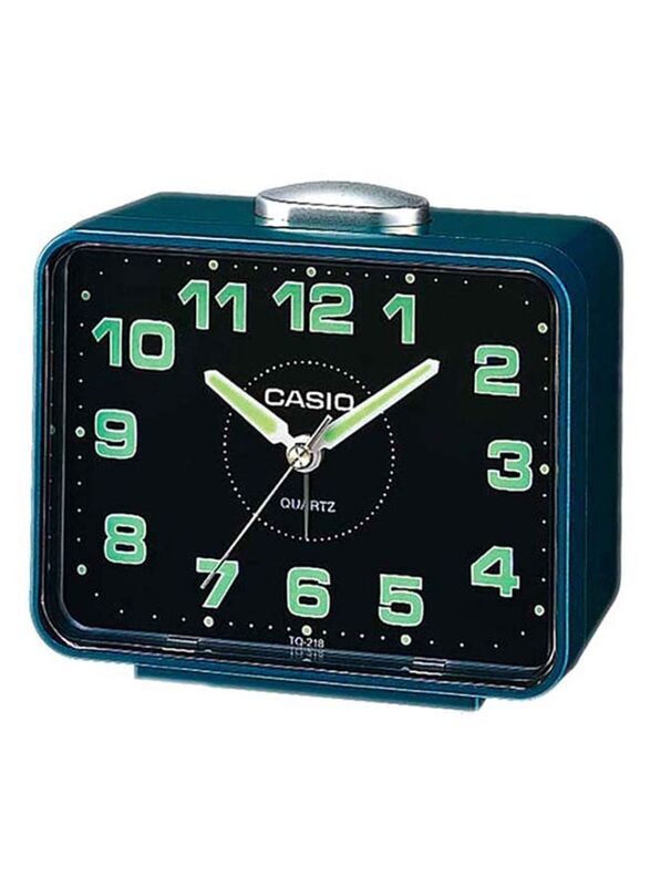 Casio Rectangle Shape Analog Alarm Clock, Blue/Silver