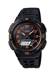 Casio Youth Analog + Digital Watch for Men with Resin Band, Water Resistant & Chronograph, AQ-S800W-1B2V, Black/Multicolour
