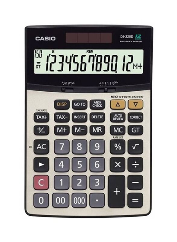 Casio 12-Digits Plus Financial Calculator, DJ220D-WC, Beige/Black/Grey