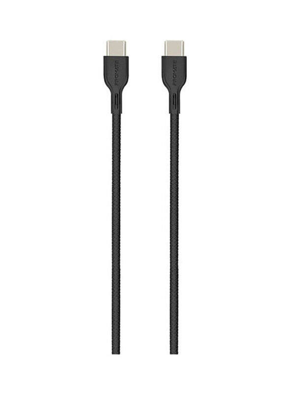 

Promate 60W Data Sync & Charge Cable, USB Type-C to USB Type-C for Smartphone & Tablets, PowerBeam-CC, Black