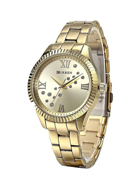 Curren Analog Watch for Women with Stainless Steel Band, Water Resistant, Cu9009GG, Gold
