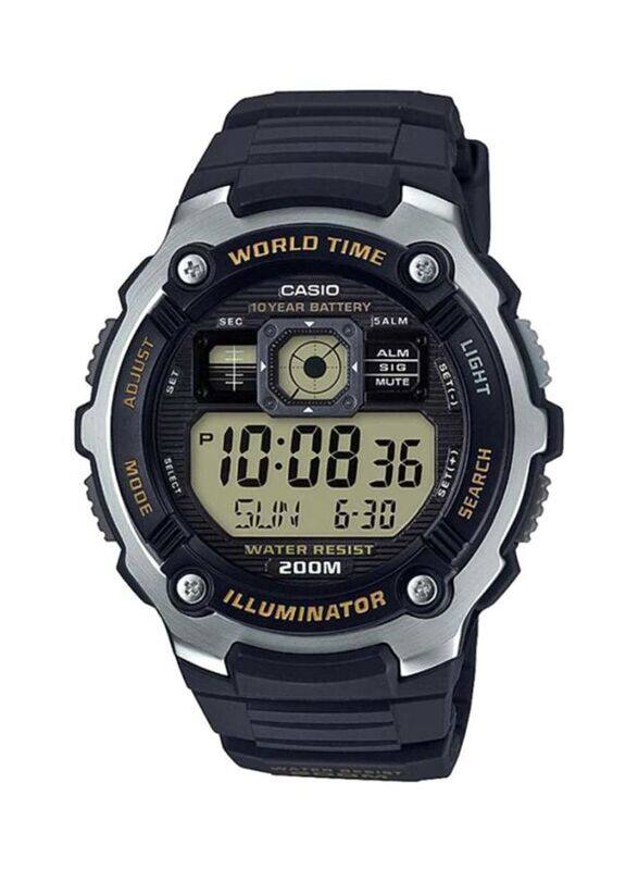 

Casio Youth Digital Watch for Men with Resin Band, Water Resistant, AE-2000W-9AVDF, Black/Multicolour