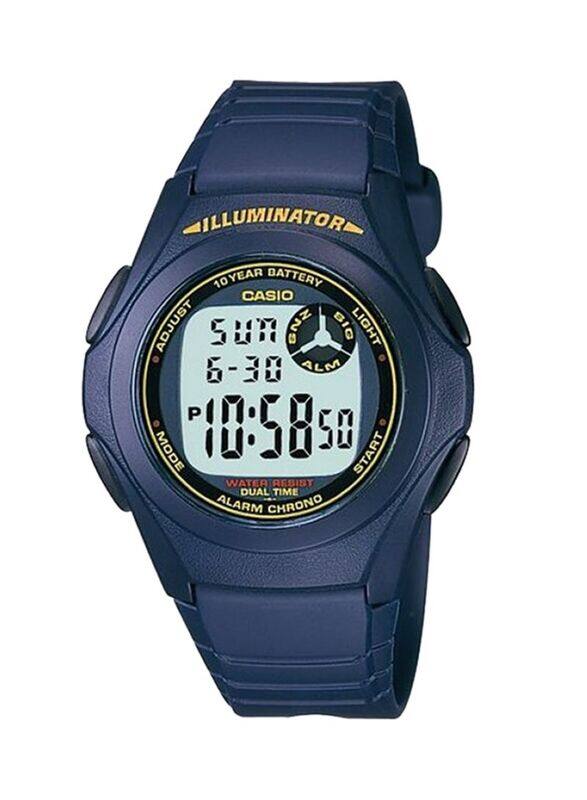 

Casio Youth Series Digital Watch for Men with Resin Band, Water Resistant, F-200W-2AU, Blue/Grey