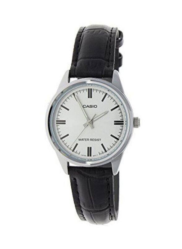 

Casio Analog Watch for Women with Leather Band, Water Resistant, LTP-V005L-7AUDF, Silver