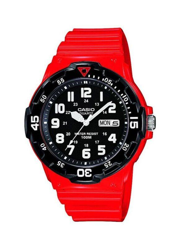 

Casio Enticer Analog Watch for Men with Resin Band, Water Resistant, MRW-200HC-4BVEF, Red/Black