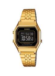 Casio Digital Watch for Women with Stainless Steel Band, Water Resistant, LA680WGA-1BDF, Gold-Dark Grey