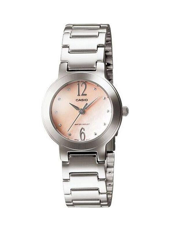 

Casio Enticer Analog Quartz Watch for Women with Stainless Steel Band, Water Resistant, LTP-1191A-4A2DF, Light Pink/Silver
