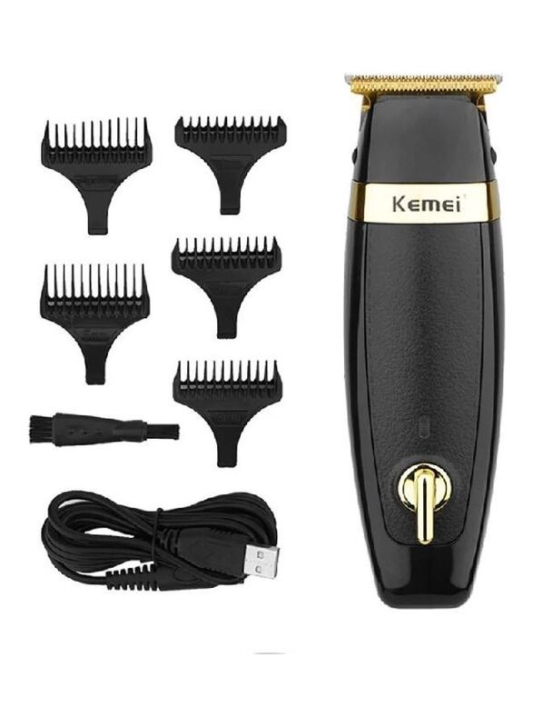 Kemei Barber Shop Clipper Electric Trimmer, Black/Gold