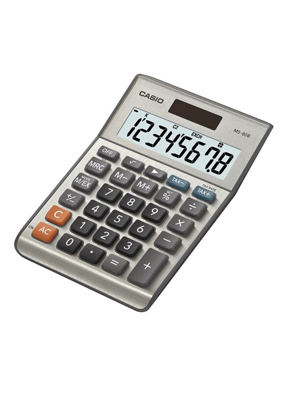 Casio 8-Digits Financial and Business Calculator, MS-80B, Silver/Grey