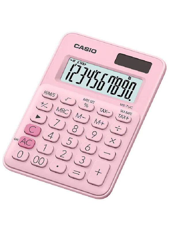 

Casio 10 Digits Mini Desk Type Calculator, MS-7UC-PK, Pink
