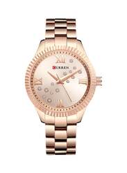 Curren Analog Wrist Watch for Women with Stainless Steel Band, Water Resistant, Rose Gold