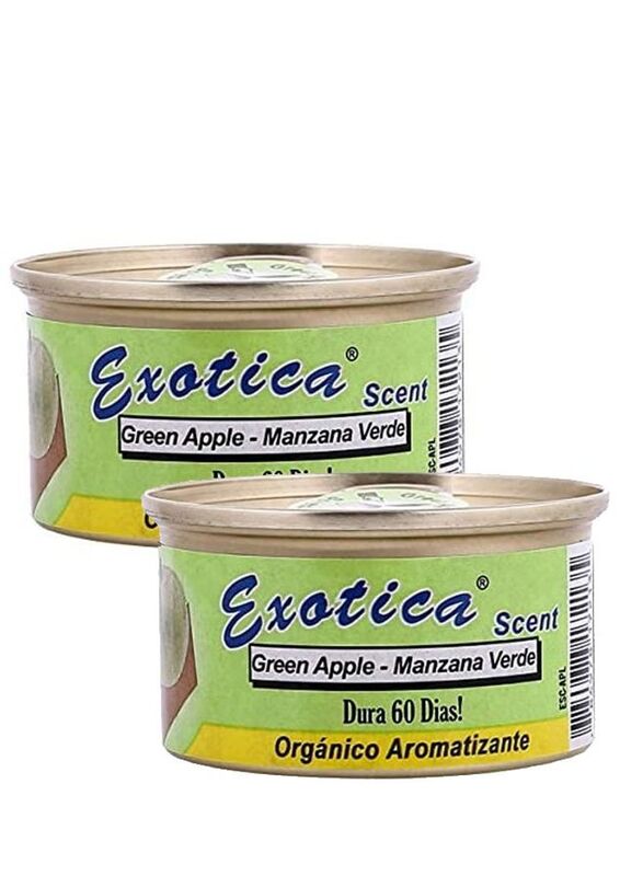 Exotica 2 x 42g Green Apple Scent Organic Car Air Freshener, Green