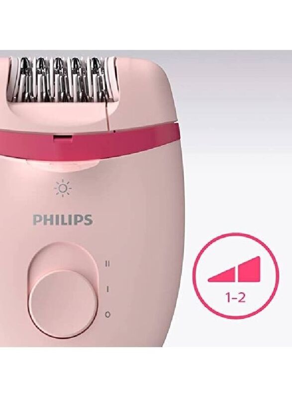 Philips Satinelle Essential Corded Epilator with 5 Attachments, Pink