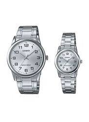 Casio Analog Quartz Watch for Unisex with Stainless Steel Band, Water Resistant, MTP/LTP-V001D-7BUDF, Silver