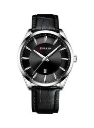 Curren Analog Watch for Men with Leather Band, Water Resistant, M-8365-1, Black