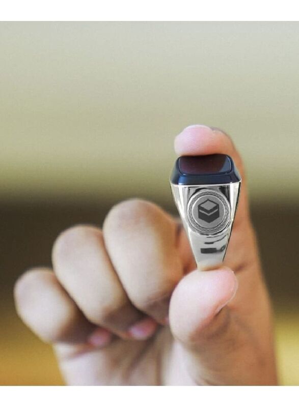 Iqibla Tasbih Zikr Aluminium Smart Ring for Men, 22mm, Bright Silver