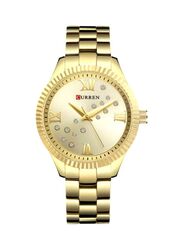 Curren Analog Watch for Women with Metal Band, Water Resistant, 9009, Gold