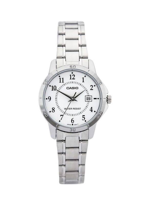 

Casio Analog Watch for Women with Stainless Steel Band, Water Resistant, LTP-V004D-7BDF, Silver-White