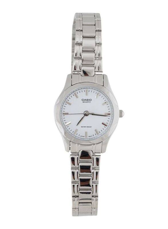 

Casio Analog Quartz Watch for Women with Stainless Steel Band, Water Resistant, LTP-1275D-7ADF, White/Silver