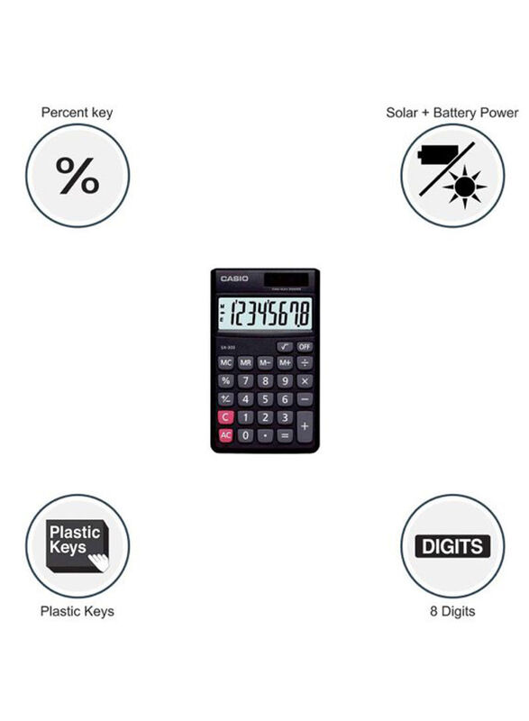 Casio 8-Digits Basic Calculator, SX-300, Black