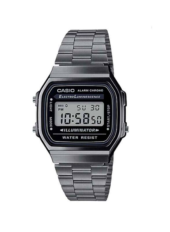 

Casio Digital Watch Unisex with Stainless Steel Band, Water Resistant, A168WGG-1ADF, Grey