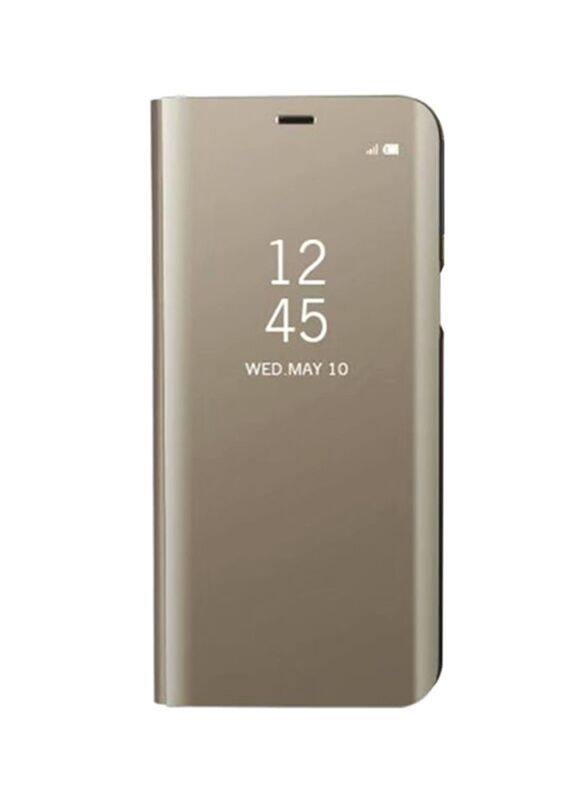 

Generic Samsung Galaxy S9+ Ultra-Thin Translucent View Mirror Flip Electroplate Stand Mobile Phone Case Cover, X-MX301, Gold