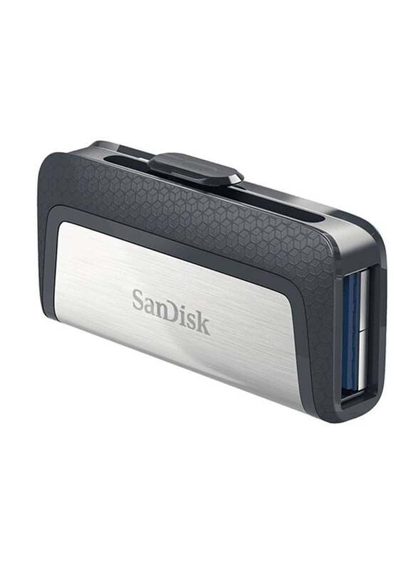 SanDisk 64GB Ultra Dual USB Flash Drive, Silver/Black