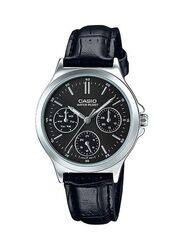 Casio Analog Watch for Women with Leather Band, Water Resistant and Chronograph, LTP-V300L-1A, Black