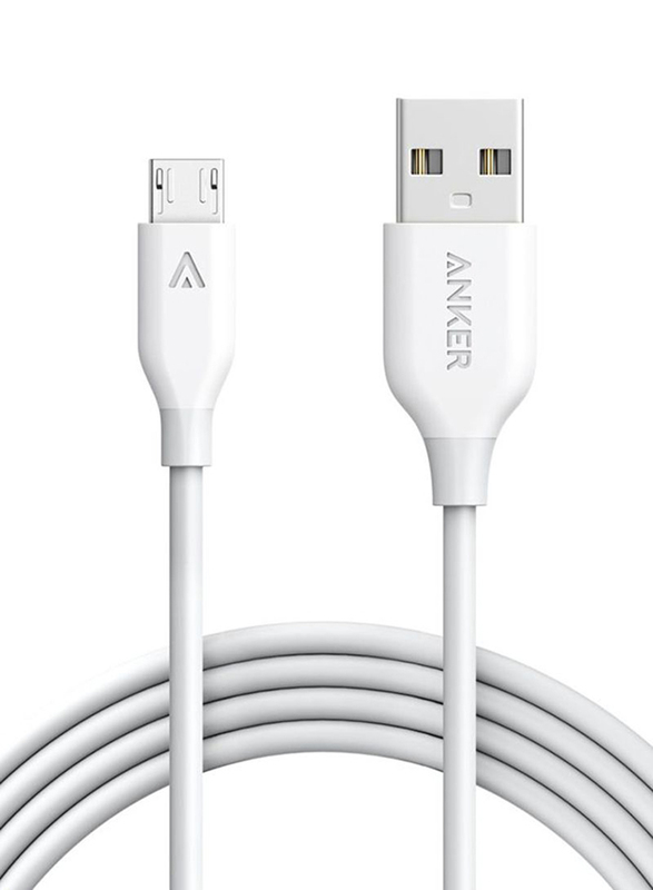 Anker 6-Feet Powerline+ Micro USB Cable, Micro USB to USB Type A for Smartphones/Tablets, A8133H21, White