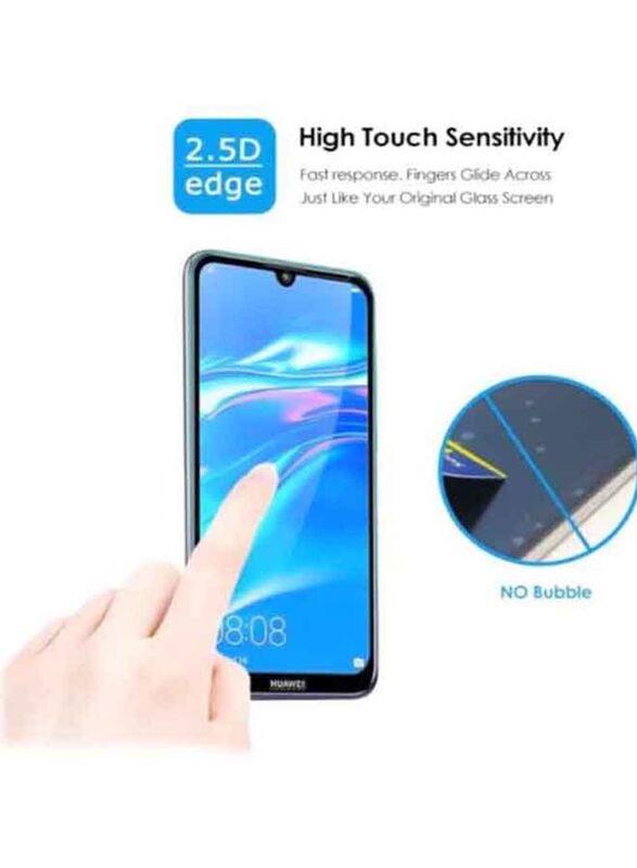 Huawei Y7 (2019) Mobile Phone Tempered Glass Screen Protector, Clear/Black