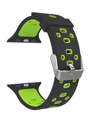 Silicone Apple Watch Series 3 Replacement Watch Band 38mm Sport Edition Strap, Black/Green