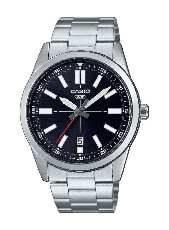

Casio Analog Watch for Men with Stainless Steel Band, Water Resistant, MTP-VD02D-1E, Silver-Black