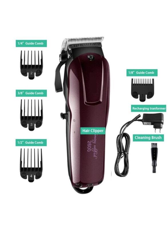 Kemei Adjustable Pivot Motor Hair Clipper, Maroon/Black