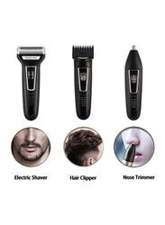 Kemei All-In-One Rechargeable Electric Trimmer Kit, KM6558, Black/Silver/Clear