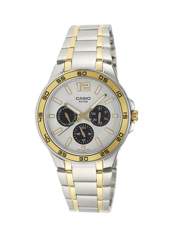 Casio Men's Stainless Steel Chronograph Watch 45mm Smartwatch, Silver/Gold