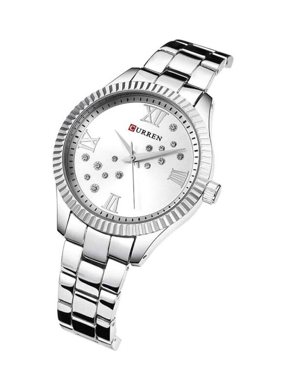 Curren Analog Watch for Women with Alloy Band, Water Resistant, 9009, Silver