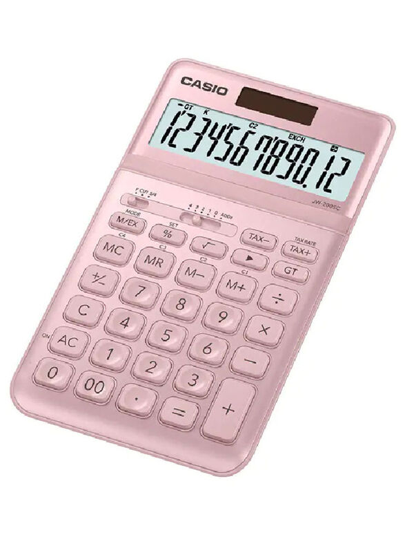 Casio 12 Digits Compact Desk Type Calculator, JW-200SC-PK, Pink