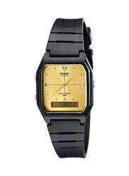 Casio Classic Analog + Digital Watch for Men with Resin Band, Water Resistant & Chronograph, AW-48HE-9AVDF, Black/Gold