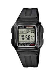 Casio Classic Digital Watch for Men with Resin Band, Water Resistant & Chronograph, F-201WA-1AEF, Black/Grey