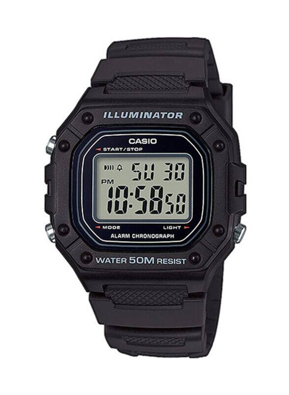 

Casio Youth Digital Watch for Men with Resin Band, Water Resistant, W-218H-1AVEF, Black-Grey