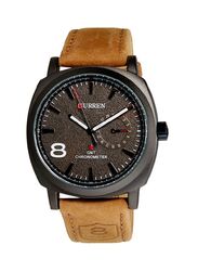 Curren Analog Watch for Men with Leather Band, WT-CU-8139-BR#D26, Brown