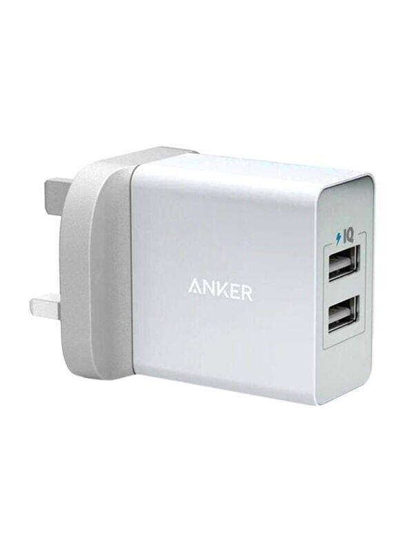 

Anker 2-Port USB Wall Charger, Micro-B USB Data & Charge Cable, White