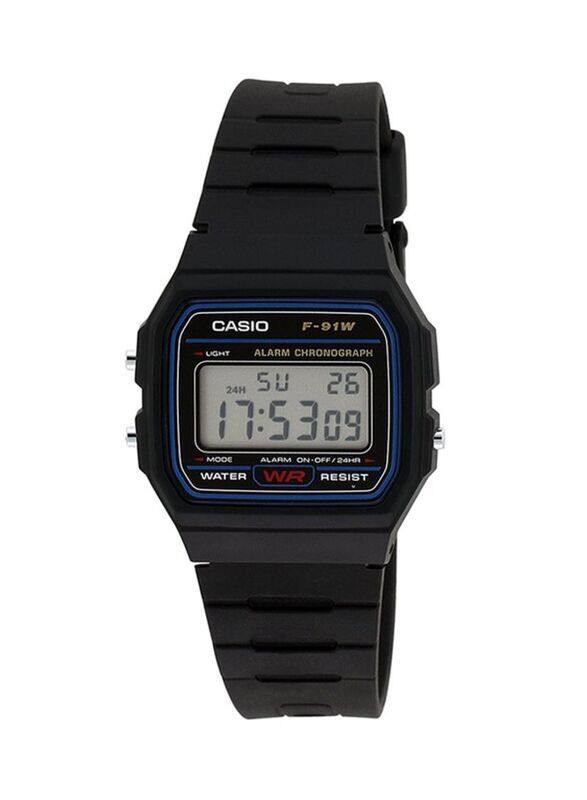 

Casio Vintage Series Digital Watch for Men with Resin Band, Water Resistant, F-91W-1DG (TH), Black-Grey