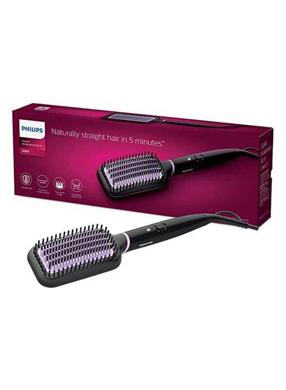 

Philips Style Care Essential Heated Straightening Brush, BHH880/00, Black/Purple