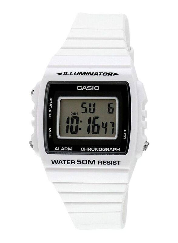 

Casio Classic Digital Quartz Watch for Women with Resin Band, Water Resistant, W-215H-7AVDF, Black-Grey/White