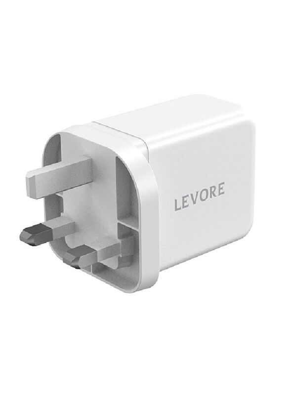 Levore 65W 3 Porsts Wall Charger Power Delivery (PD) GaN, LGW131-WH, White