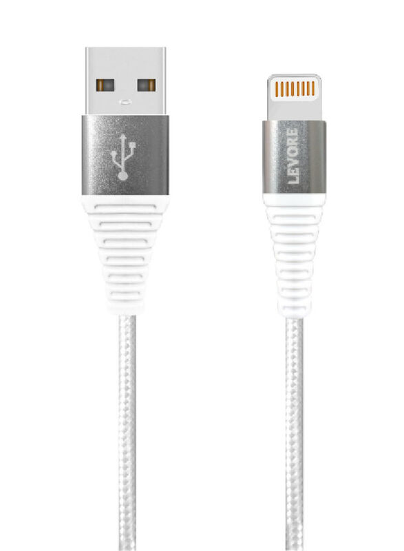 Levore 1.8-Meter Nylon Braided Lightning Cable, USB Type A to Lightning for Apple Devices, White