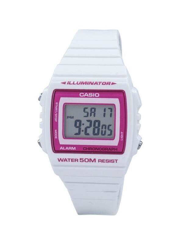 

Casio Digital Watch Unisex with Resin Band, Water Resistant, W-215H-7A2VDF, White/Grey-Pink