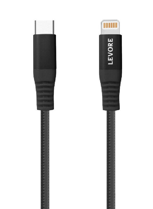 

Levore 1-Meter Nylon Braided Lightning Cable, USB Type-C to Lightning for Apple Devices, Black