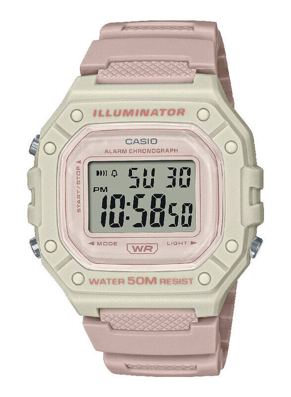 

Casio Digital Watch for Women with Resin Band, Water Resistant, W-218HC-4A2V, Grey-Pink